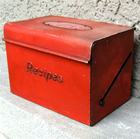 metal recipe boxes|vintage metal recipe box.